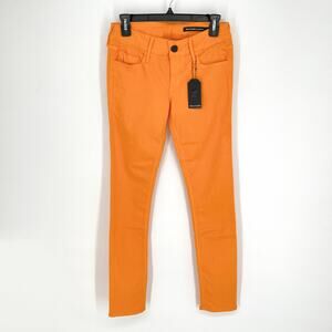 Black Orchid Denim NEW Skinny Jeans Sz 27 Low Rise Faded Orange Stretch Bright